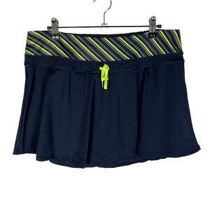 Kyodan Navy Blue & Lime Green Athletic Mini Skort L